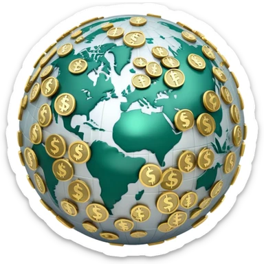 Globe with dollar signs, representing global finance and money world sticker