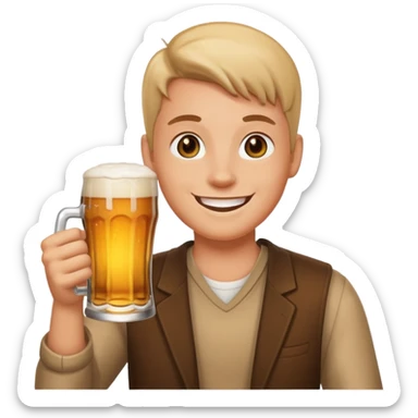 Emoji con cerveza en la mano sticker