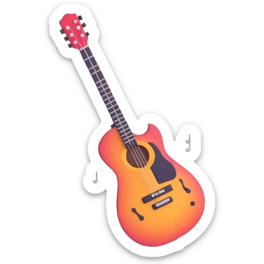 guitar with floating notes sticker
