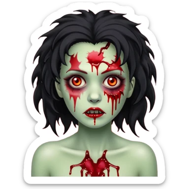 Mulher zumbi com pés escura ferimentos e um cabelo crespo cabelo preto  sticker