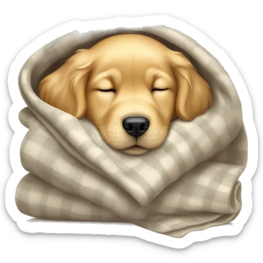 golden retriever puppy sleeping with a blanket sticker