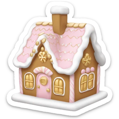 light pink and gold and white gingerbread house sticker
