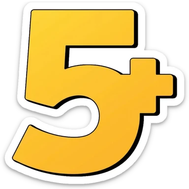 Number 5 on a yellow volumetric background sticker