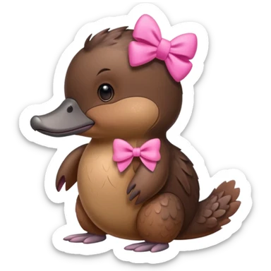 Platypus with a pink bow sticker