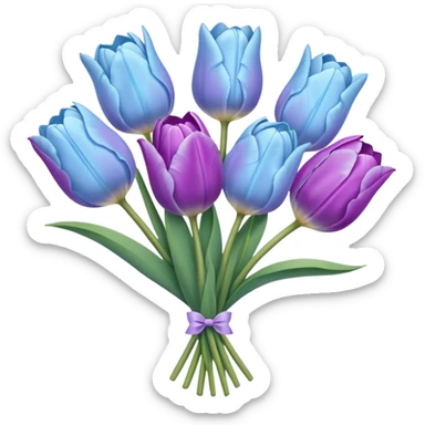 light blue and light purple tulip bouquet sticker