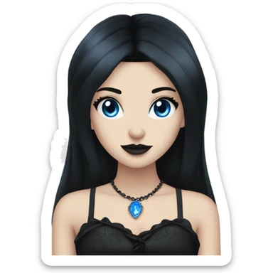 goth princess black hair blue eyes sticker