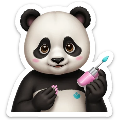 A cute panda emoji painting nails sticker