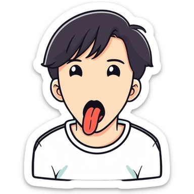 a person choking themselves with their tongue sticking out   sticker