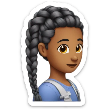 red hear braids sticker