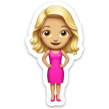 Blond girl in Hot pink dress with heels sticker