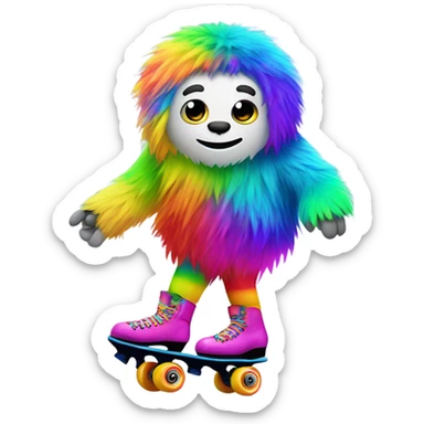 a skating rainbow yeti  sticker