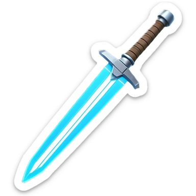Clash of Clans aesthetic: Cinematic heroic light sabre Emoji, rendered in a 3D vector-style similar to standard emojis with minimal shading and bold, simplified shapes. A compact, vibrant energy blade with a neon-hued, glowing edge and futuristic hilt, softly glowing with a radiant cosmic charm. Simplified yet unmistakably iconic, highly detailed and consistent, glowing with a soft pulsating brilliance and high shine. Stylized with a touch of interstellar elegance and a soft glowing outline, capturing the essence of a legendary energy blade with a friendly, playful manner! sticker
