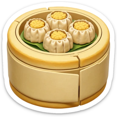 siu mai (a type of dim sum, just 1 cube of white color fish patty wrapped by yellow dough, leaving only the top part unwrapped, shape looks like short cylinder shape) sticker