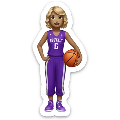 Taylor Swift holding trophy wearing purple basketball uniform  sticker
