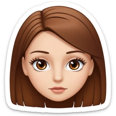 Chíca blanca pelo liso castaño con pestañas  sticker