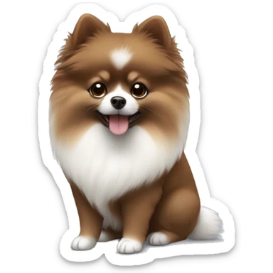 white and chocolate brown pomeranian sticker