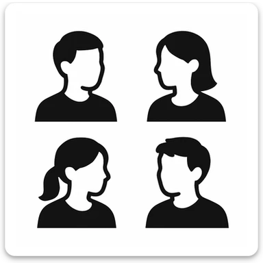 Make the same monochrome default avatars on a white background and change the direction they are facing.
Right now, they are facing 4 o'clock. They need to face 8 o'clock. sticker
