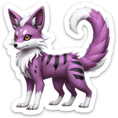  hyper-realistic cool edgy dark black purplish blackish edgy fantasy ethereal feline-vernid-sergal-monster-furret-Lycanroc-umbreon-fursona animal creature full body with intricate markings  sticker