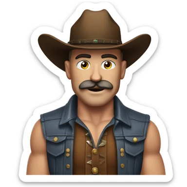 jeff bezos muscular cowboy with a mustache sticker
