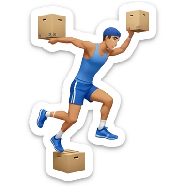 man in blue shorts box-jump exercise side-view sticker