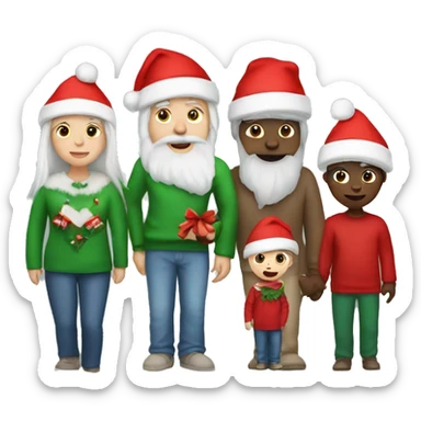 Family with white skin with christmas hats  sticker