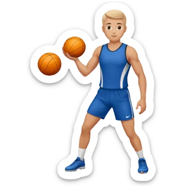 white sportsman in the playground with ball, dressed in sport suit sticker