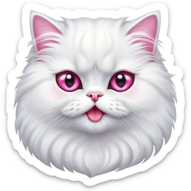 A white Persian Cat with Exaggerated Sparkling pink eyes as a sign of extreme excitement and happiness  sticker