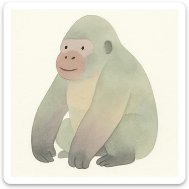 cute gorilla watercolor art style sticker