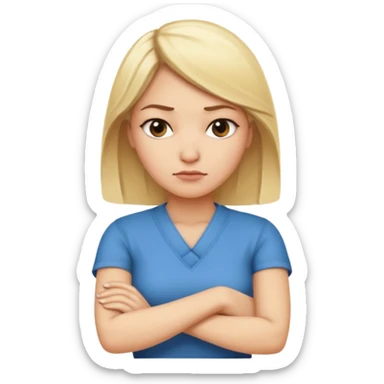 Blonde woman with arms crossed in disapproval sticker