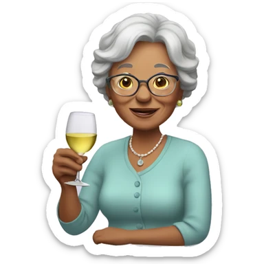 grandmother with a glass of white wine sticker