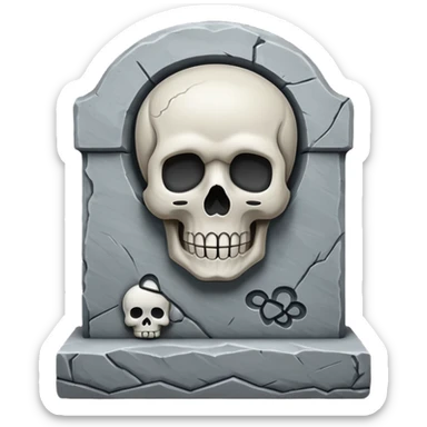 tombstone with a skull emoji sticker