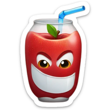 Red apple drinking a soda sticker