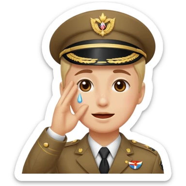 mix the cry emoji and the salute emoji sticker