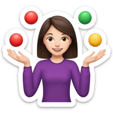 a brunette girl juggling  with two hands  sticker
