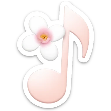 Pale pink music note with pale pink flower  sticker