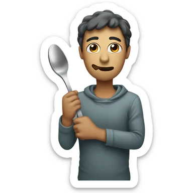 Tired Person with a spoon   sticker