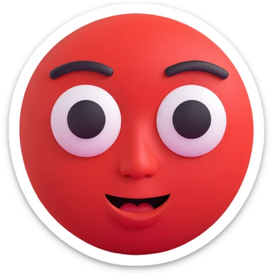 baby blue circle with jealous face, accented with red, Microsoft 3D Fluent style sticker