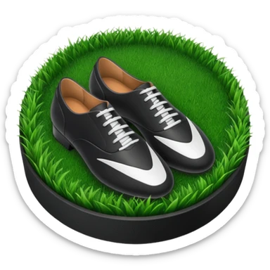 Black suit shoes circular patch of football grass sticker
