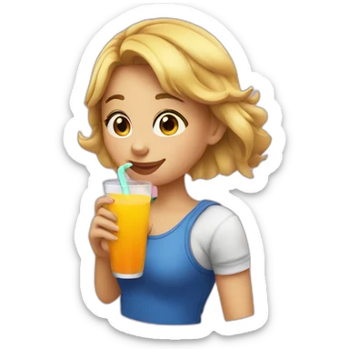 girl drinking a juice sticker