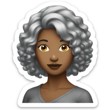 Femme cheveux gris metisse sticker