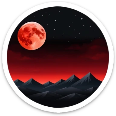 Edgy Black night sky with big Red crimson-moon Aesthetic Scenery sticker