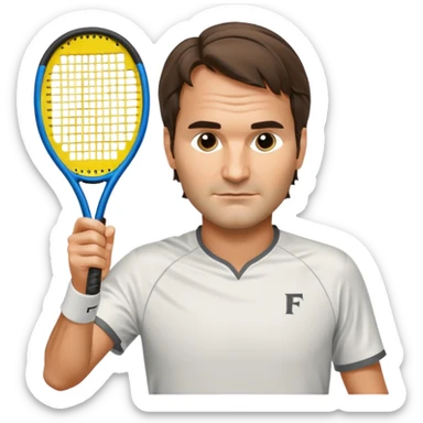 Roger federer with pickleball racket sticker