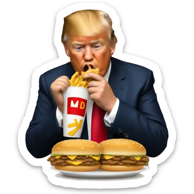 Trump eating McDonalds sticker