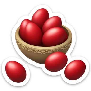 Christian Orthodox Easter red eggs in a bowl sticker