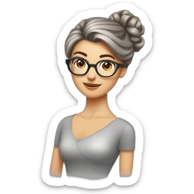 femme cheveux gris chignon danseuse lunette marron sticker