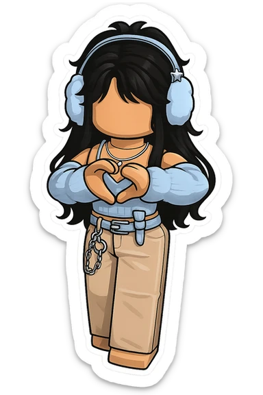 Convert this Roblox character into a sticker with a white border and transparent background, maintaining the original Roblox style as closely as possible. sticker