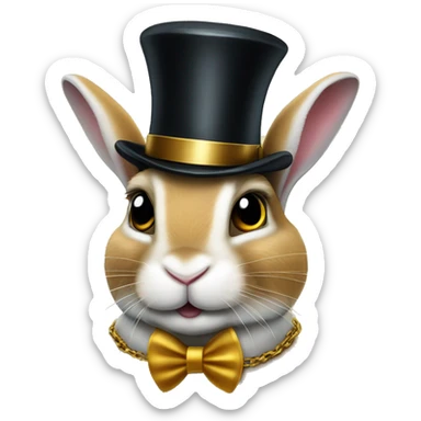 rabbit with a top hat and monocle with golden chain sticker
