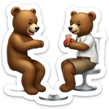 two bears drinking a cocktail metal table sticker