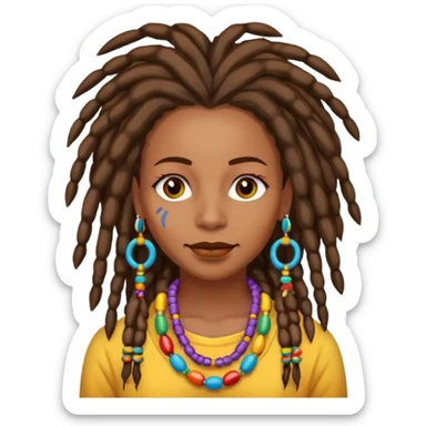 Woman with colorful beads in dreadlocks sticker