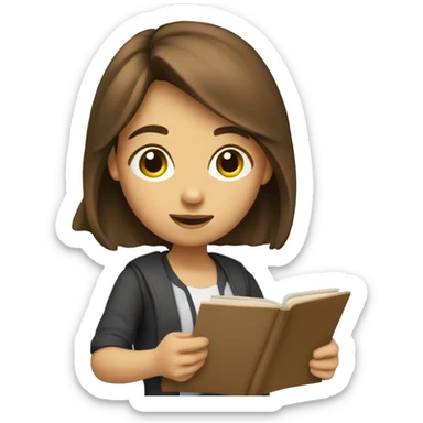 girl with brown hair studying sticker